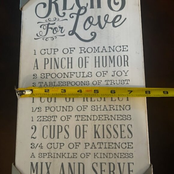 NWT Recipe for Love Kitchen Wall Art Rustic Wood Sign - Picture 4 of 9